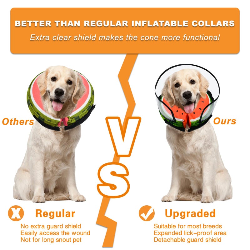 MRSOHRET Dog Cone, Dog Surgery Collar, Inflatable Cones for Small Medium Large Dogs, Watermelon Dog Recovery Collar, Does not Impede Vision - Image 4