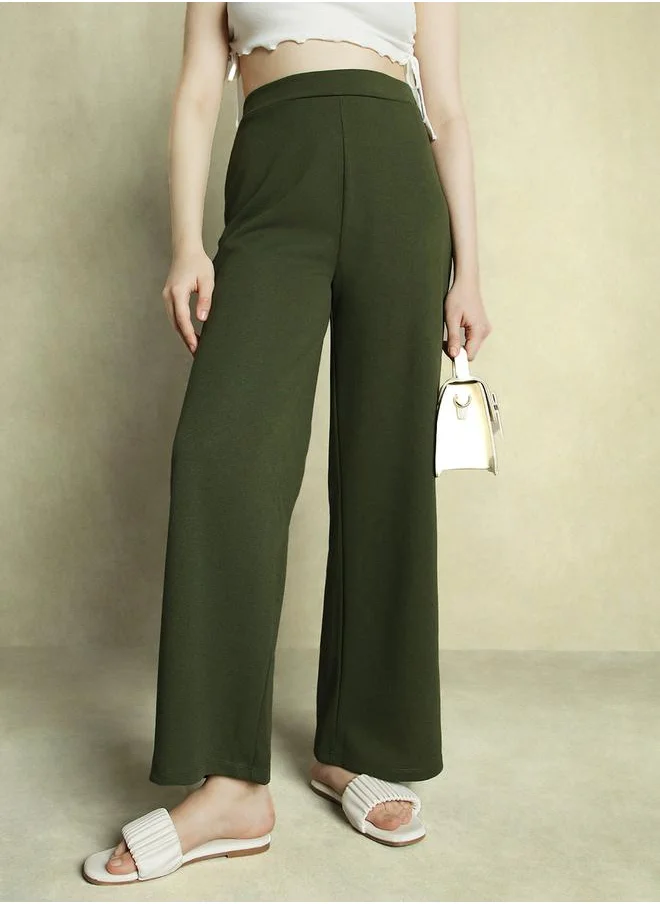 Dennis Lingo Mid Rise Wide Leg Relaxed Fit Trousers