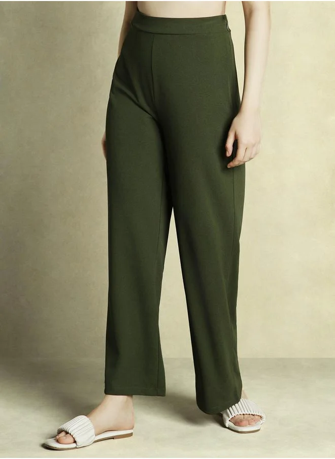 Dennis Lingo Mid Rise Wide Leg Relaxed Fit Trousers