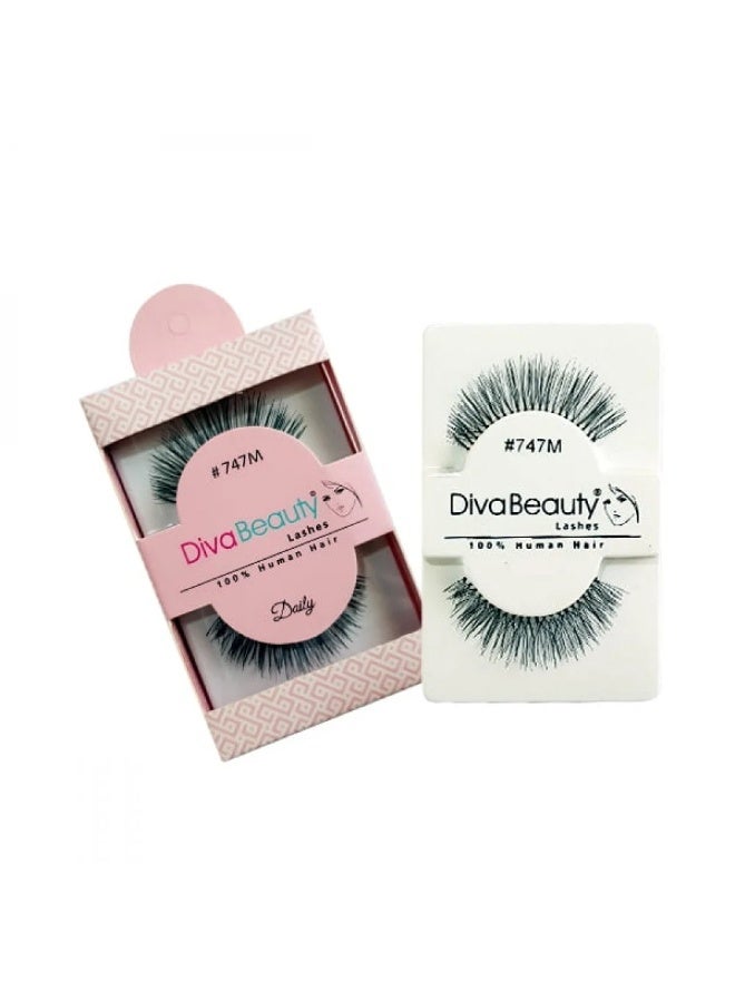 DIVA BEAUTY 100% Genuine Hair False Eyelashes Black747M