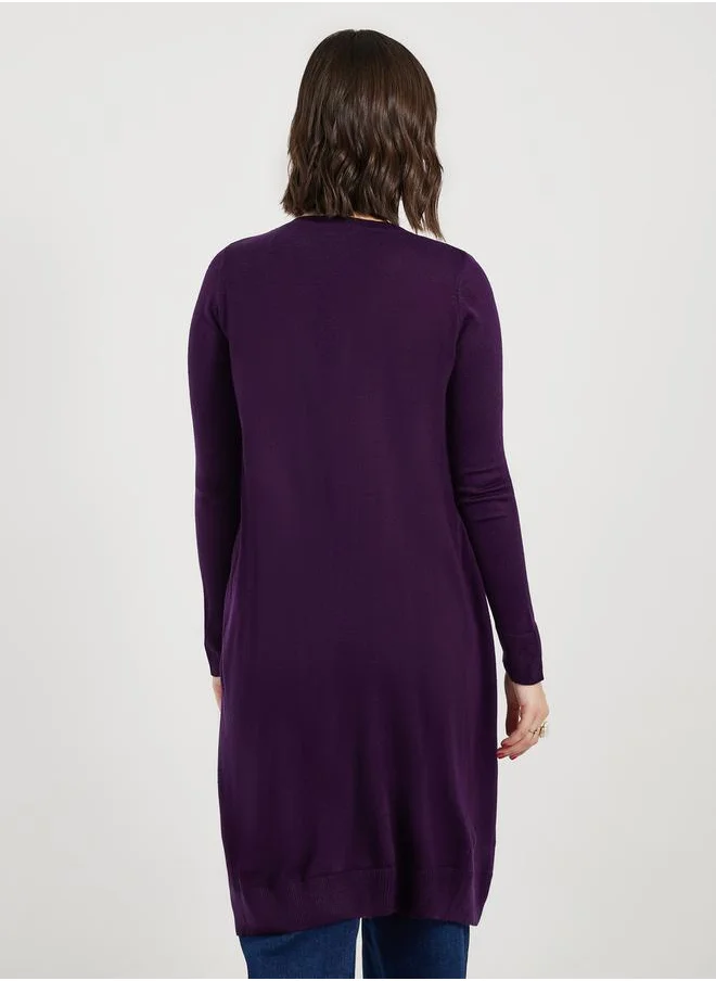 Styli Regular Fit Longline Front Open Cardigan
