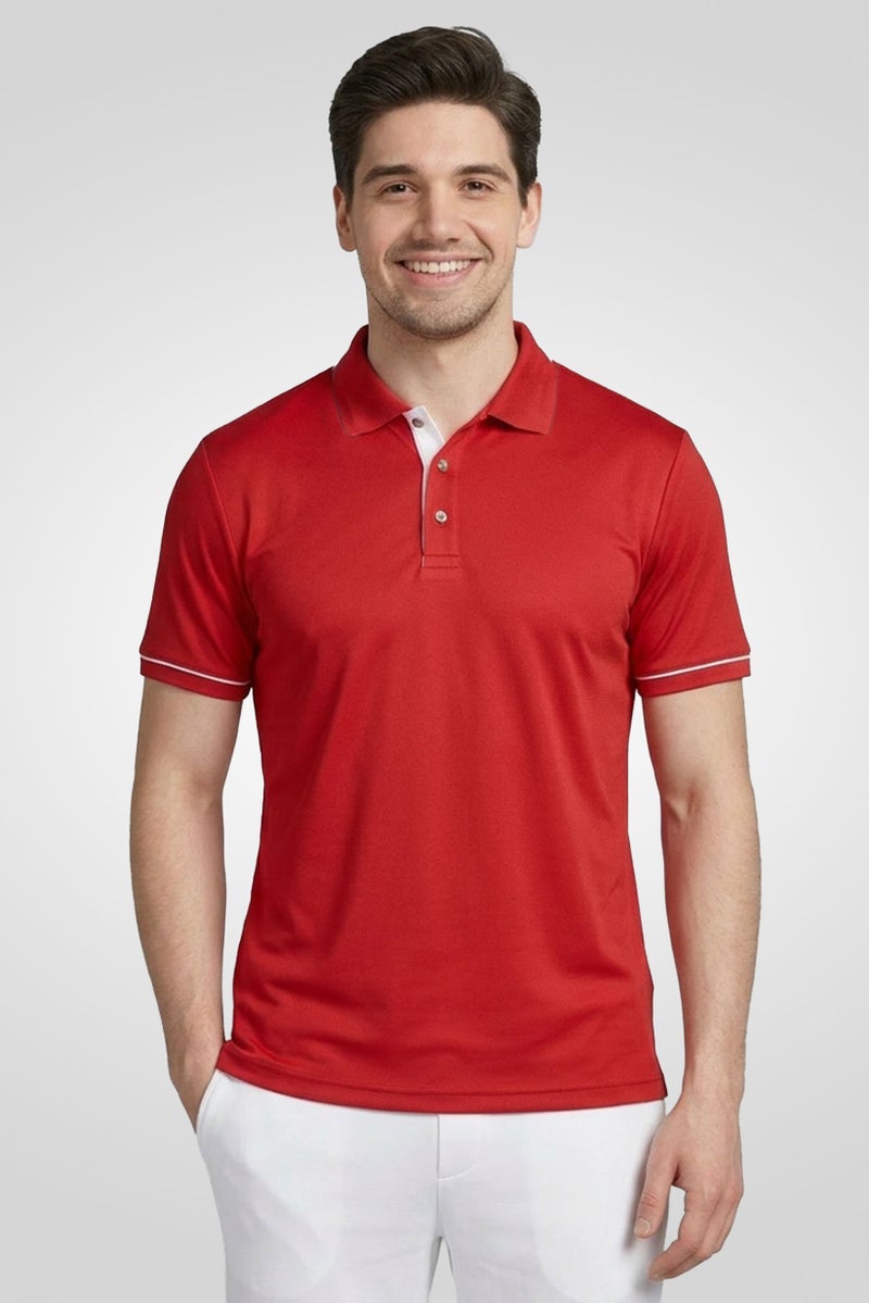 Ping Men Sportswear Fit Short Sleeve Outdoor Polo Shirt, Red - Image 1