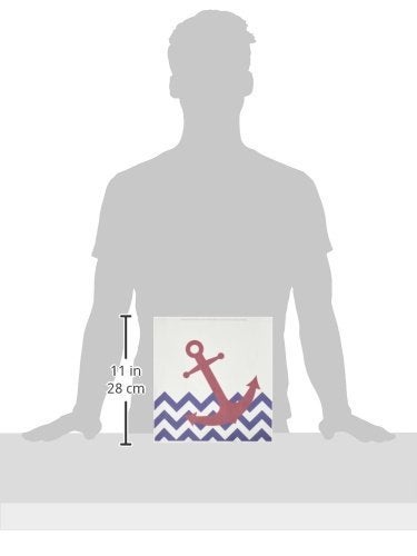 3dRose ht_165791_3 Red Nautical Boat Anchor on Chevron Pattern Iron-On Heat Transfer for White Material, 10 x 10 - Image 3