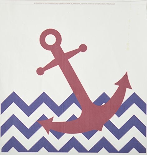 3dRose ht_165791_3 Red Nautical Boat Anchor on Chevron Pattern Iron-On Heat Transfer for White Material, 10 x 10 - Image 4