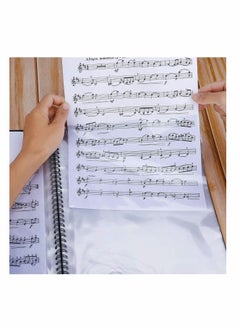Excefore Music Sheet Folder Song File, Clef Paper Storage Documents Holder Bag, Blank Plastic Concert Choral Folder A4 30 Pockets for Musicians and Band, Writable and 180-degree Spiral-Bound  - Image 2