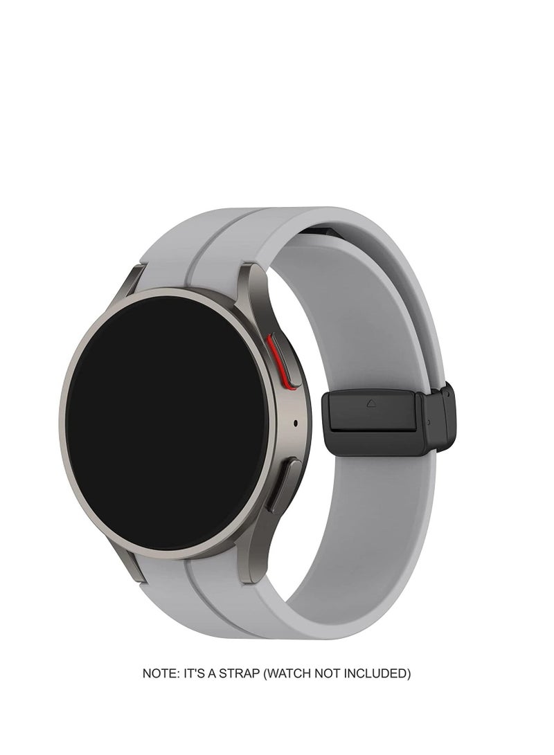 Watch Premium Silicone Strap with Magnetic Closure Compatible with Galaxy Watch 5 44mm / Galaxy Watch 5 Pro 45mm / Galaxy Watch 4 / Watch 4 Classic | Adjustable Silicone Strap grey - Image 3