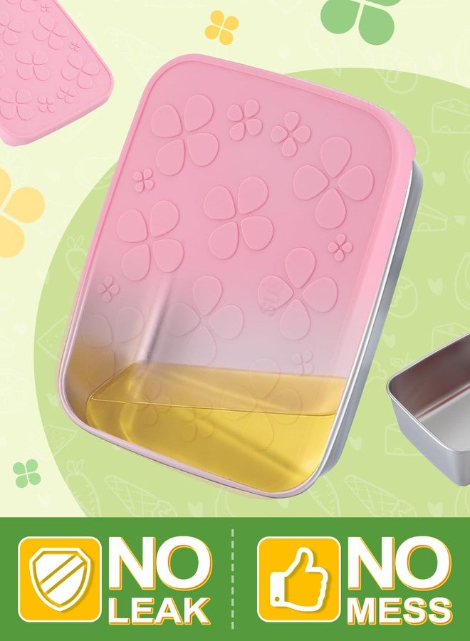 Alphatool 2pcs 18oz Stainless Steel Snack Containers - Leakproof Reusable Lunch Box with Silicone Lids for Kids, Portable Bento Box Food Containers for Daycare School Office, Pink & Green - Image 3