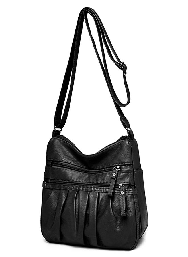 WITERY Crossbody Bag for Women - Soft PU Leather Multi-Pocket Shoulder Handbags Pocketbooks, Ladies Ruched Medium Crossbody Bag Hobo Tote for Shopping or Travel - Image 1