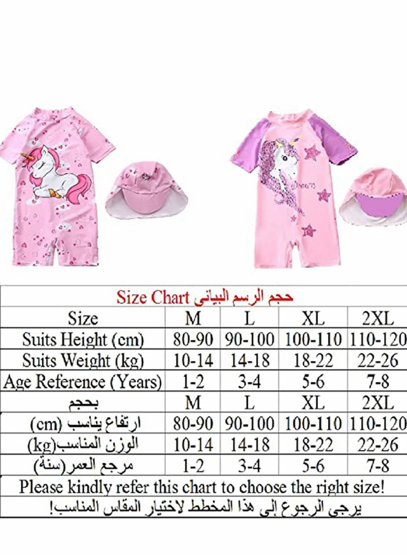 Excefore Little Girls Swimsuit Baby Unicorn One Piece Swimwear with Sun Protection Hat Beach Holiday Swim - Image 2