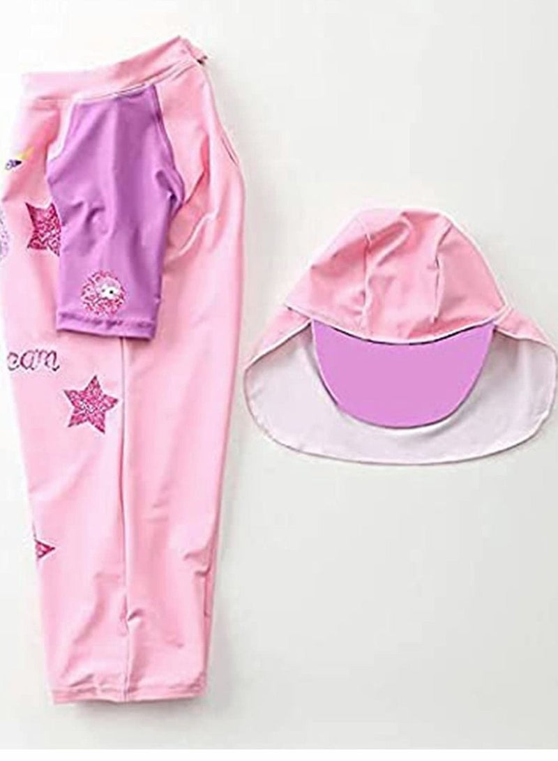 Excefore Little Girls Swimsuit Baby Unicorn One Piece Swimwear with Sun Protection Hat Beach Holiday Swim - Image 5