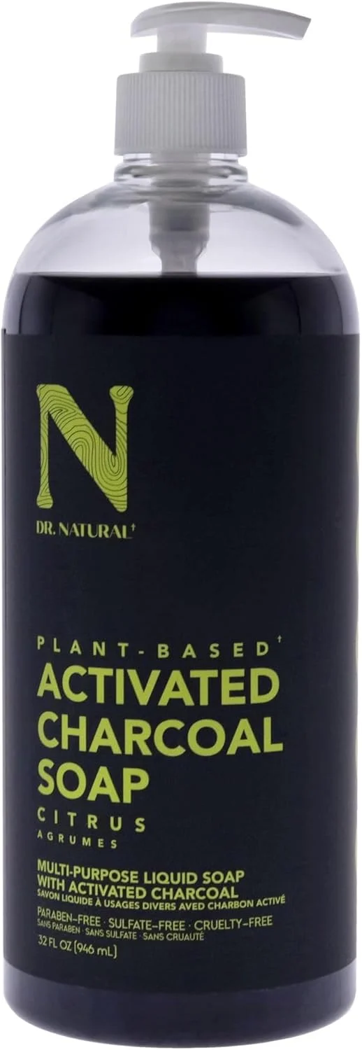 Dr. Natural Dr. Natural Activated Charcoal Soap - Plant-Based Citrus Liquid Soap, 32 fl oz