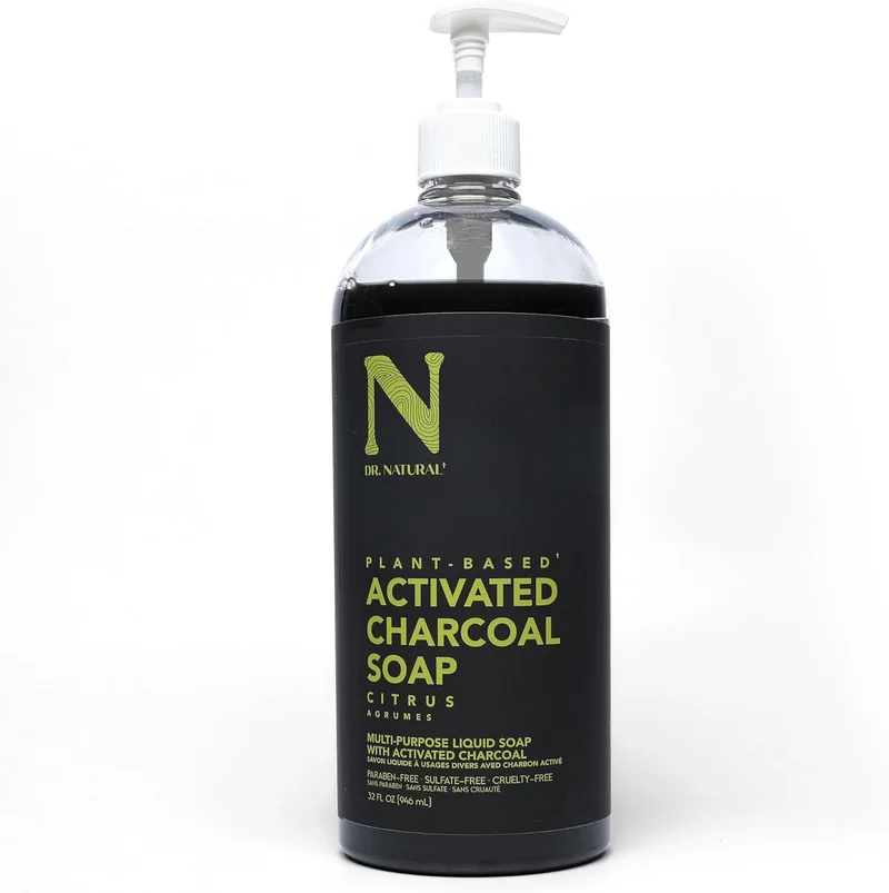 Dr. Natural Dr. Natural Activated Charcoal Soap - Plant-Based Citrus Liquid Soap, 32 fl oz