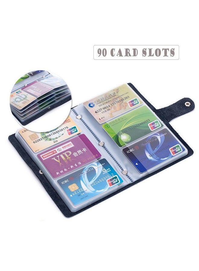 boshiho Leather Credit Card Holder Business ID Card Case Book Style 90 Count Name Card Holder Book (Brown) - Image 2
