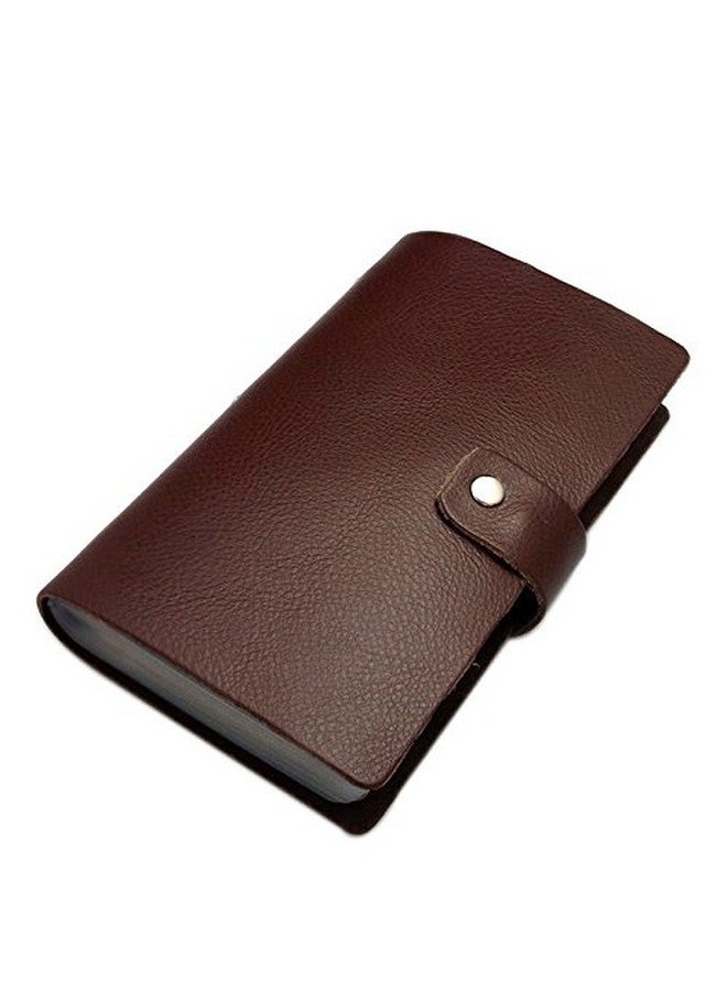 boshiho Leather Credit Card Holder Business ID Card Case Book Style 90 Count Name Card Holder Book (Brown) - Image 1