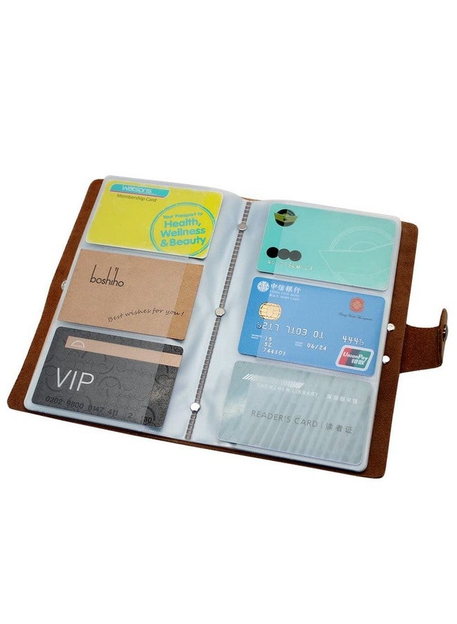 boshiho Leather Credit Card Holder Business ID Card Case Book Style 90 Count Name Card Holder Book (Brown) - Image 3