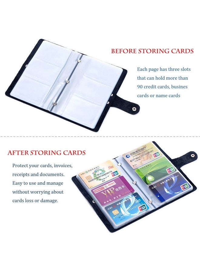 boshiho Leather Credit Card Holder Business ID Card Case Book Style 90 Count Name Card Holder Book (Brown) - Image 4
