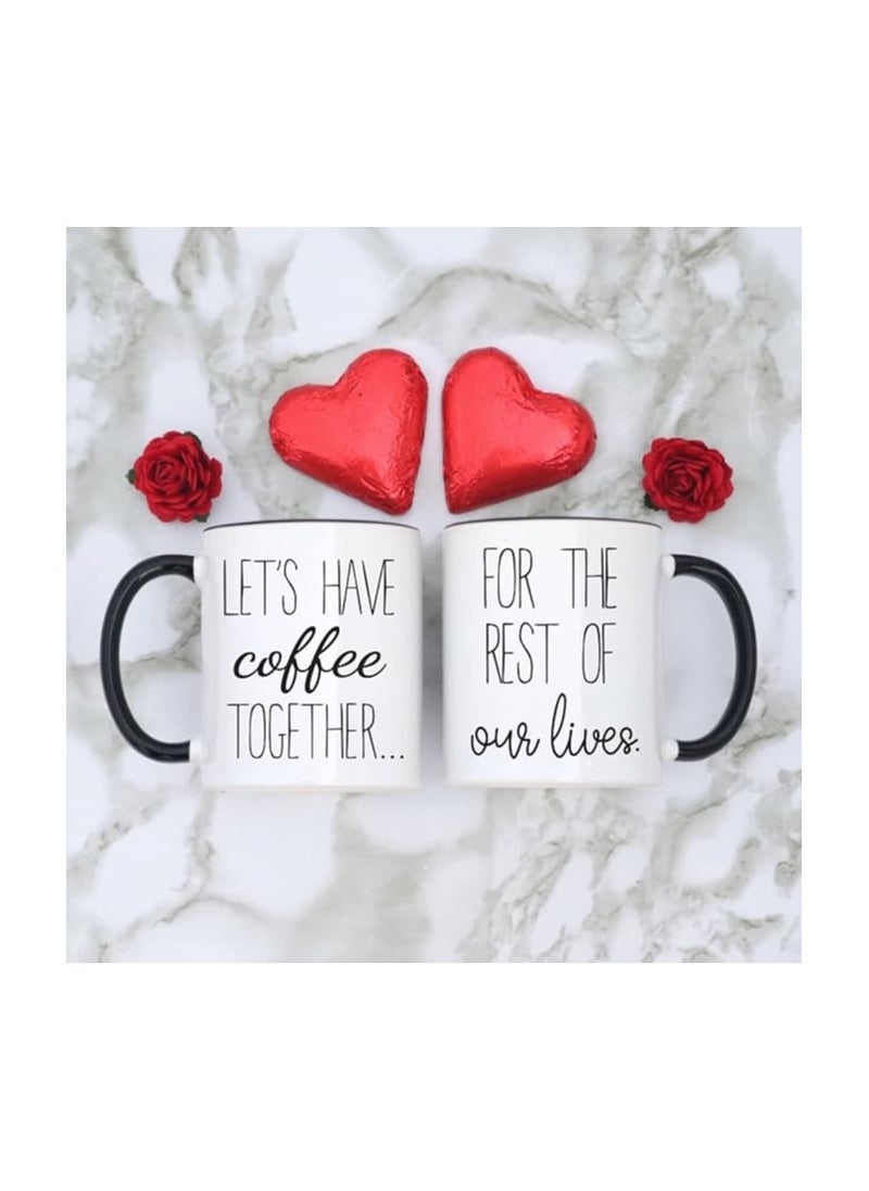 Generic Lets Have Coffee Together For The Rest Of Our Lives Coffee Mug Set - Engagement Gifts for Couples - Mr and Mrs Wedding Gift for Couple - Bridal Shower Engaged Bride and Groom Couples Mugs  - Image 3