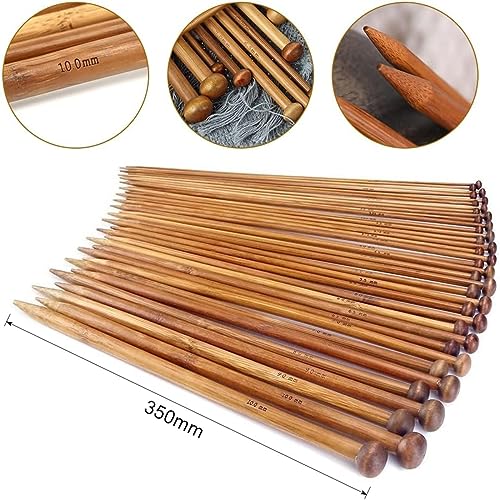 Maharsh 36 pcs 18 Size Wood Knitting Needle Set 25cm or 35 cm Small to Large 2-10mm, Sturdy Round Blunt Yarn Knitting Needles Tool Kit - Image 5