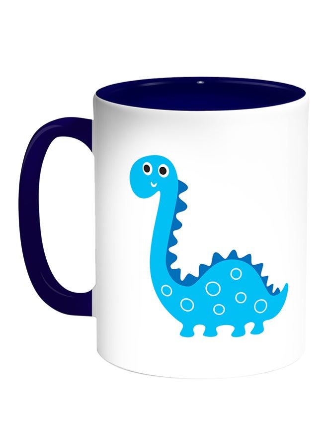 RKN Dinosaur Printed Coffee Mug White/Blue 11ounce - Image 1