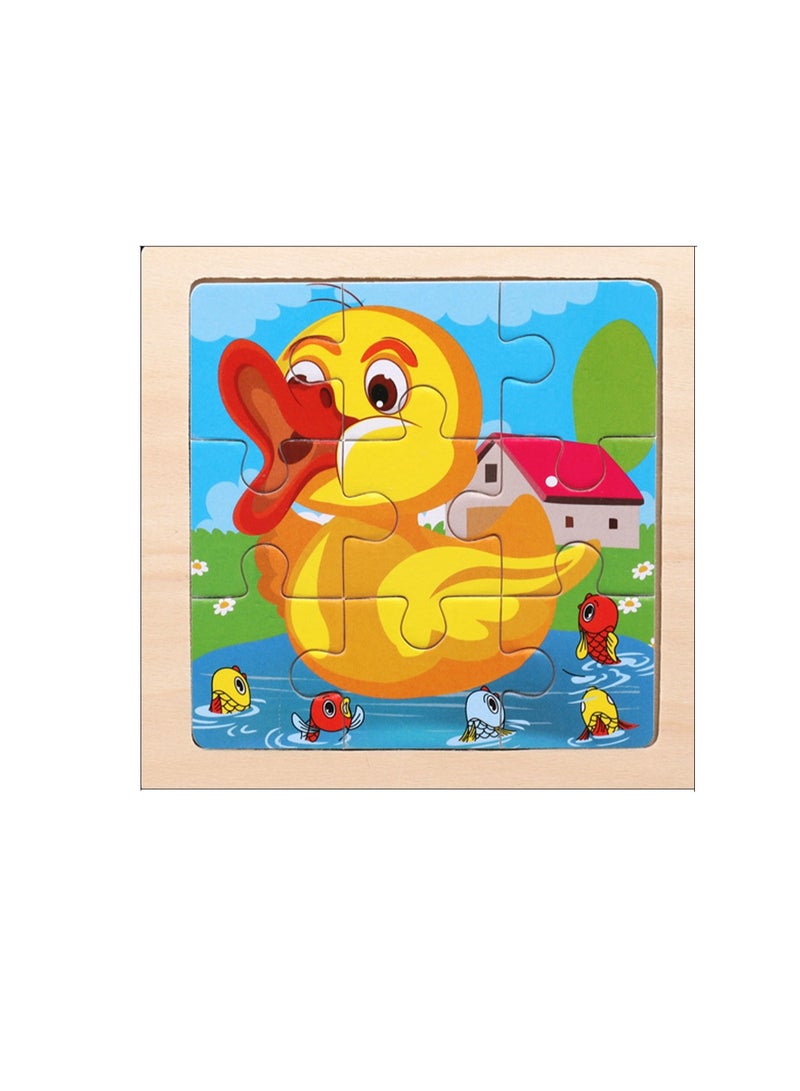 Children's Educational Wooden Cartoon Duck Jigsaw Puzzles Suitable Gift Bag Pack - Image 1