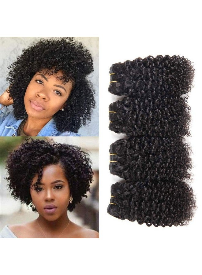 Peiyulex Brazilian Curly Bundles Human Hair Brazilian Kinky Curly Weave 4 Bundles Human Hair 100% Unprocessed Brazilian Virgin Human Hair Natural Color (Curly Bundles, 4X8 Inch) - Image 1