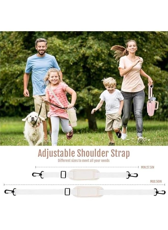 Water Bottle Holder w/ Strap for Stanley 40 oz Tumbler w/ Handle, w/ Cell Phone Pocket and Adjustable Shoulder Strap Tumbler Accessories for Stanley-Water Bottle Sleeve For Outdoors (White)  - Image 5