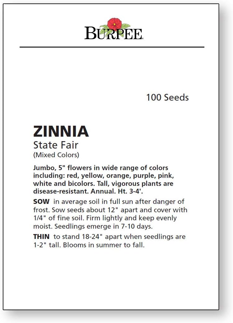 Burpee State Fair Mix Zinnia Seeds 100 seeds - Image 4