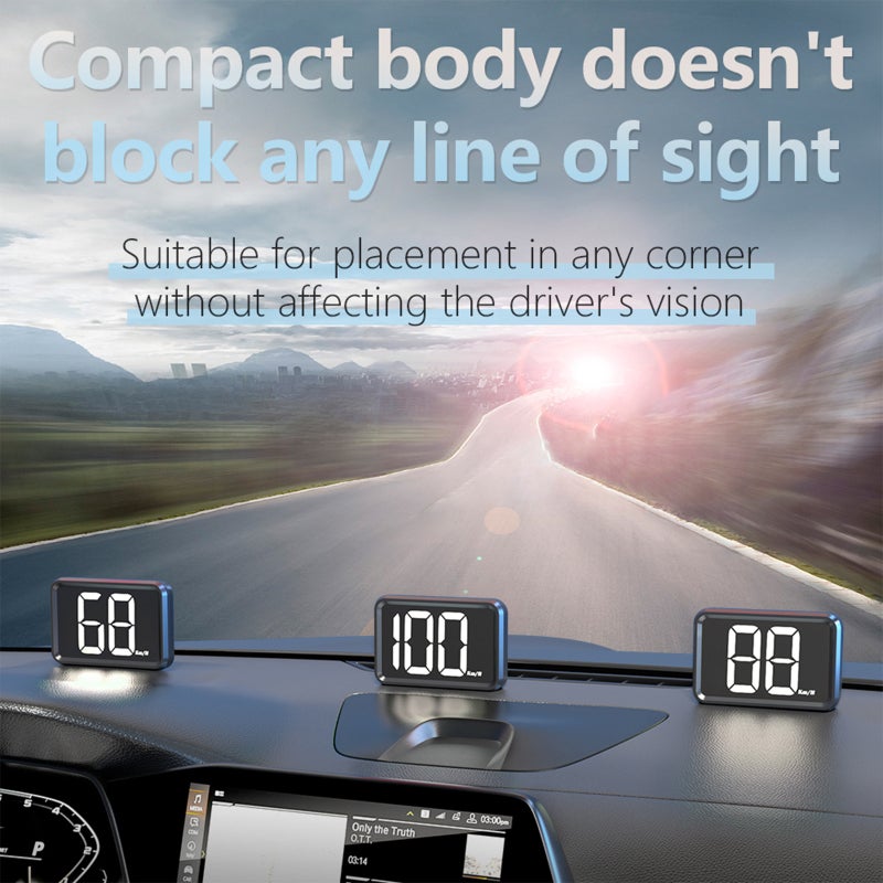 GPS Speedometer: Black Type 1 White Word MPH, Large HD LED Screen, Real-Time Accurate Speed Display - GPS+Beidou Dual Chipsets, Non-Destructive Plug-And-Play USB Power, Heads-Up Display for Car Driver - Image 4