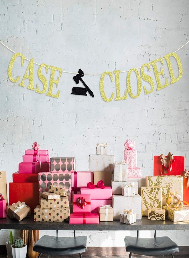 Hotmoon Case Closed Banner - Congrats Lawyer/Born to Argue/Passed the Bar - Law School Grad Party Decorations Supplies - Law Grad Graduate Party Backdrop, Gold Glitter - Image 3