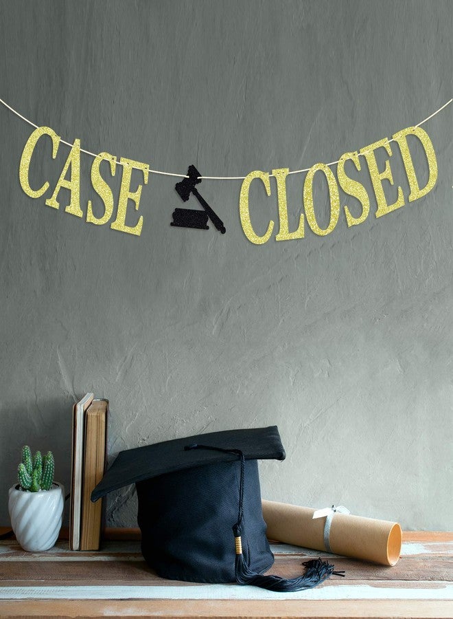 Hotmoon Case Closed Banner - Congrats Lawyer/Born to Argue/Passed the Bar - Law School Grad Party Decorations Supplies - Law Grad Graduate Party Backdrop, Gold Glitter - Image 4