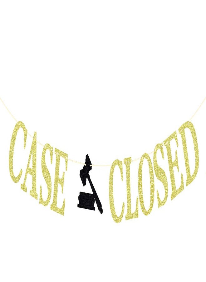 Hotmoon Case Closed Banner - Congrats Lawyer/Born to Argue/Passed the Bar - Law School Grad Party Decorations Supplies - Law Grad Graduate Party Backdrop, Gold Glitter - Image 1
