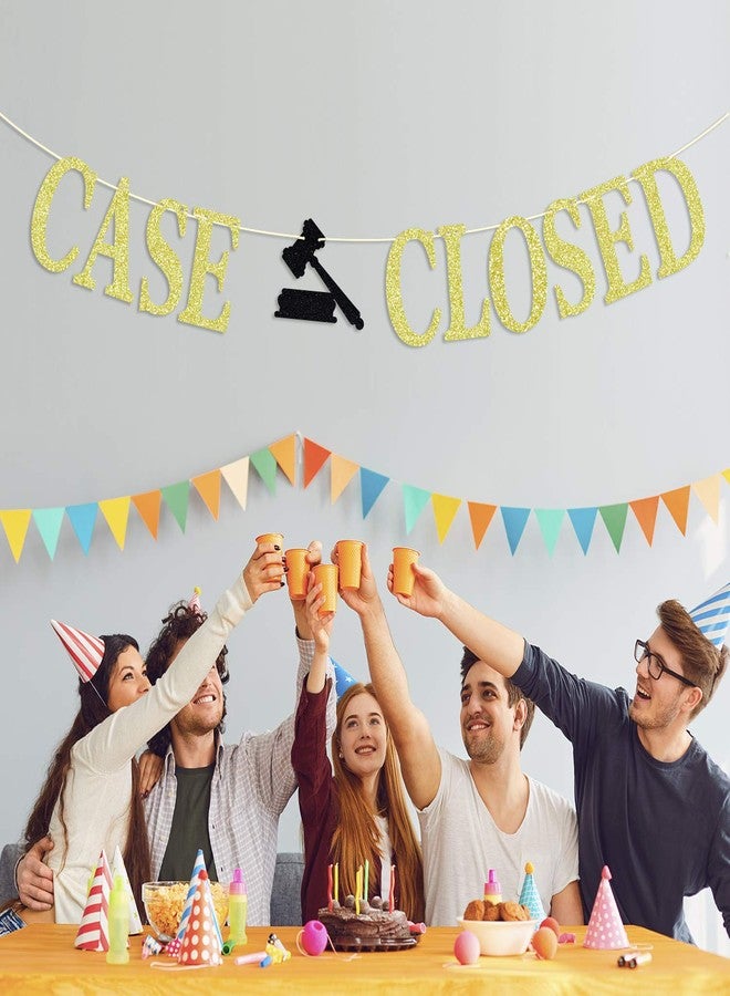 Hotmoon Case Closed Banner - Congrats Lawyer/Born to Argue/Passed the Bar - Law School Grad Party Decorations Supplies - Law Grad Graduate Party Backdrop, Gold Glitter - Image 2