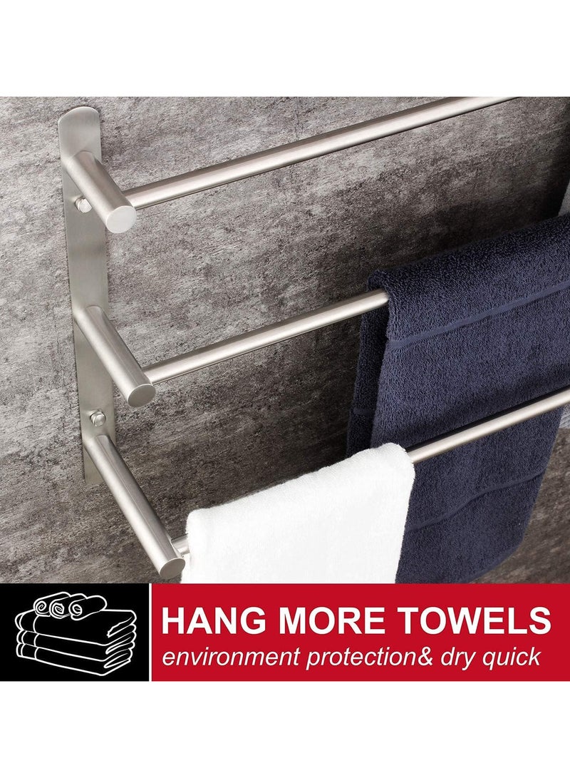 AUTOYSUR Bathroom Towel Rack Set with 3 Hook,304 Stainless Steel Towel Bar | Anti-rust Water-proof | Self-adhesive | Strong load-bearing | Sturdy | Toilet Bathroom Bath Towel Cleaning Tools Holder (3 Layer)  - Image 5