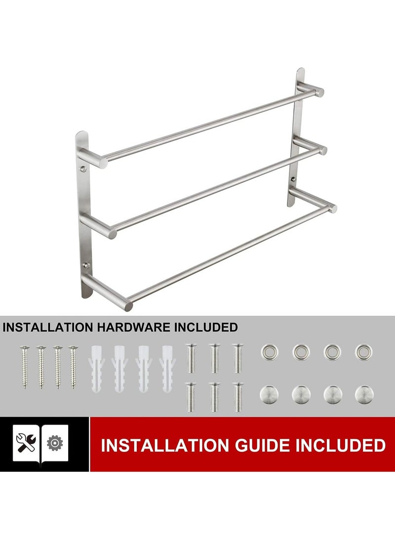 AUTOYSUR Bathroom Towel Rack Set with 3 Hook,304 Stainless Steel Towel Bar | Anti-rust Water-proof | Self-adhesive | Strong load-bearing | Sturdy | Toilet Bathroom Bath Towel Cleaning Tools Holder (3 Layer)  - Image 2