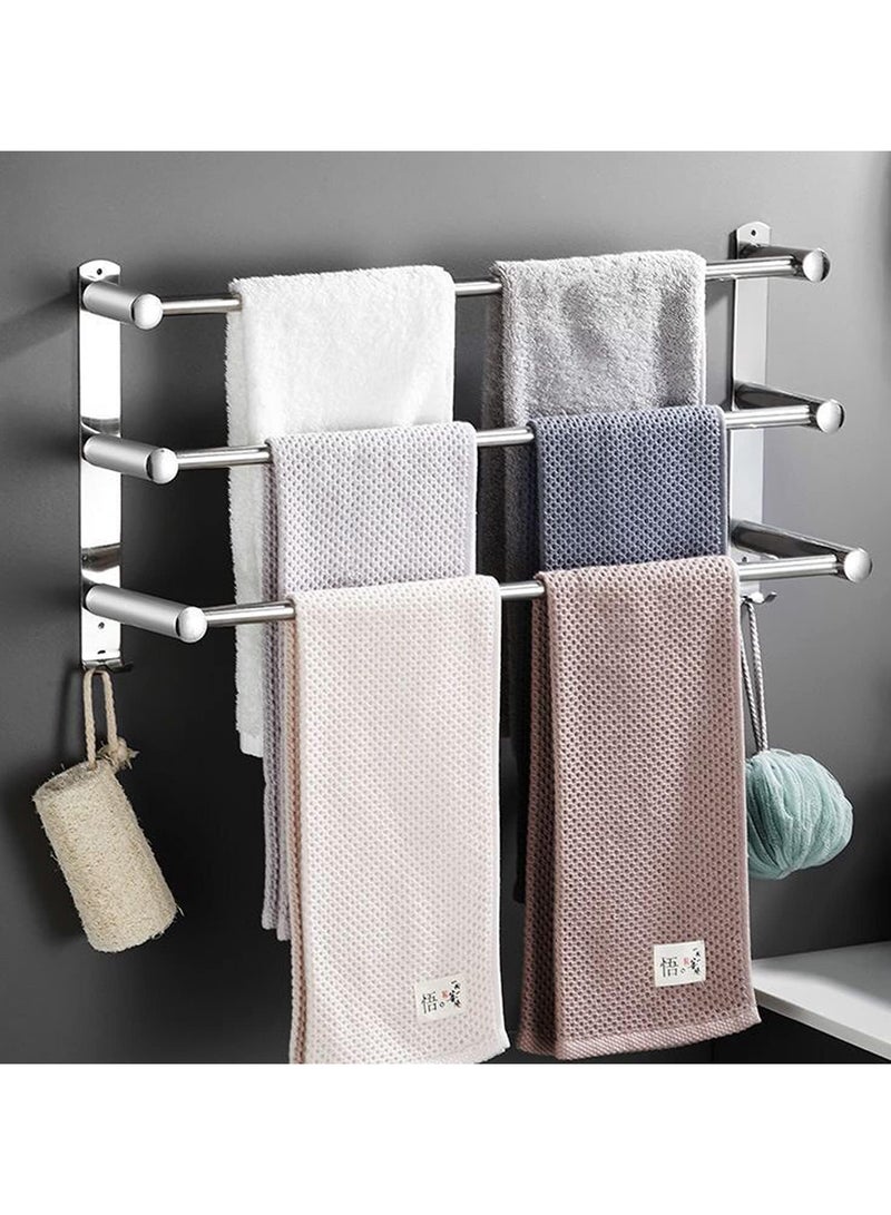 AUTOYSUR Bathroom Towel Rack Set with 3 Hook,304 Stainless Steel Towel Bar | Anti-rust Water-proof | Self-adhesive | Strong load-bearing | Sturdy | Toilet Bathroom Bath Towel Cleaning Tools Holder (3 Layer)  - Image 1