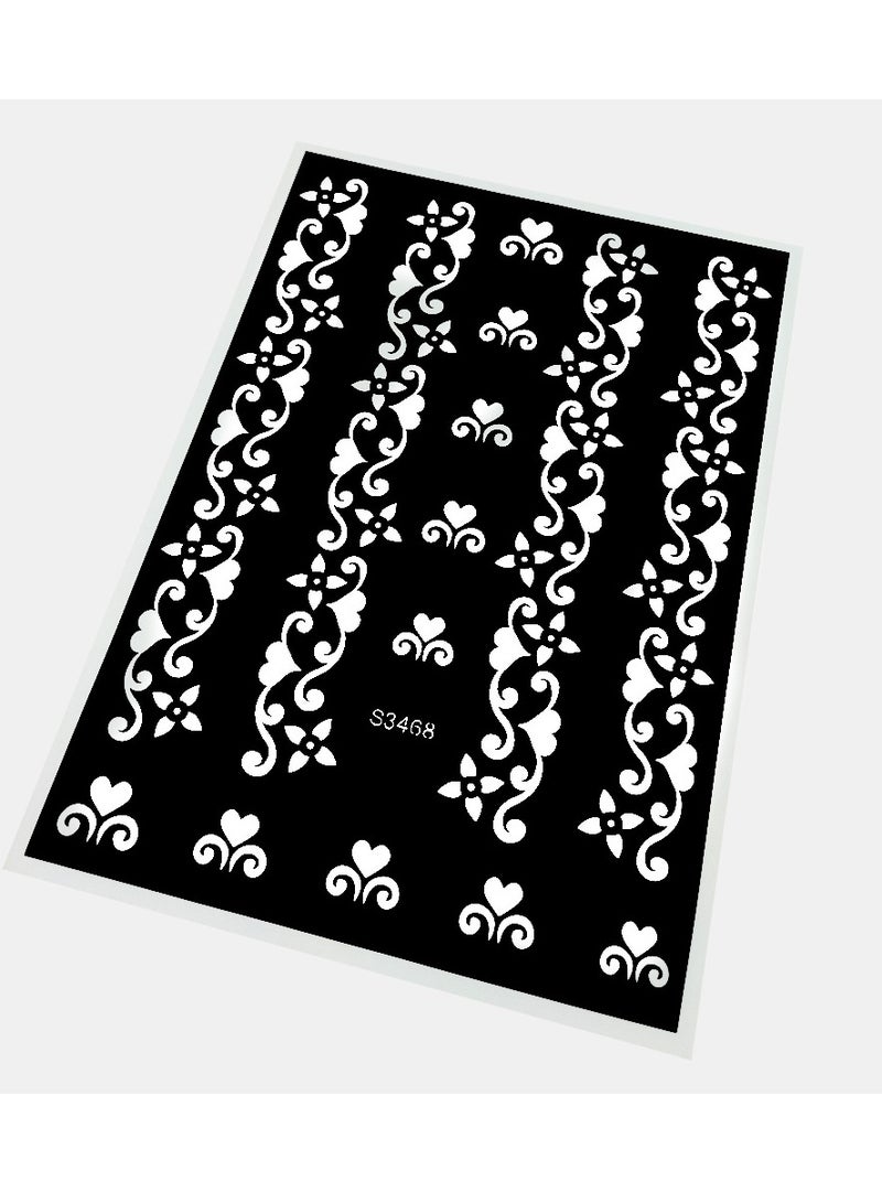 AROAQ Henna Tattoo Stencils,  Indian Temporary Tattoo Templates, Multi-purpose Removable Tattoo Stickers, Durable Body Art Stencil For Women Girls And Kids, ( S3468, 1pc ) - Image 1