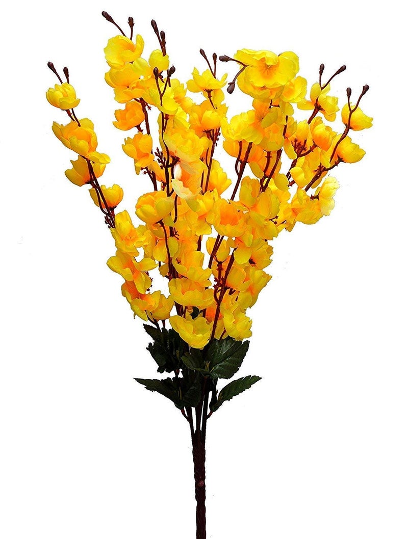 Coolkart Artificial Synthetic Orchid Flowers Blossom Realistic Natural Look Faux Flower Bunch for Vase Home Office Decoration 14 Sticks Light Pink and Yellow 60 cmMade in India - Image 2