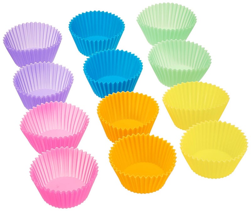 eS³kube Reusable Silicone Round Cups for Muffins/Cupcake/Jelly/Cake - Random Color - Set of 12 pcs Made in India - Image 4