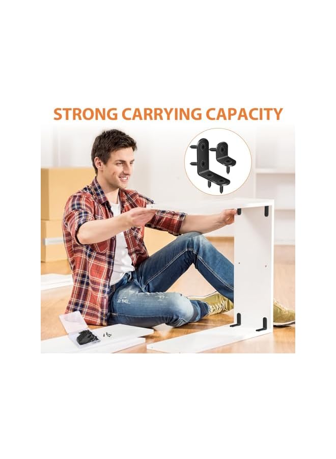 promass Corner Brace, 24 Pcs Black 90 Degree Right Angle Corner Bracket, Black Small Right Angle Bracket with Screws, Stainless Steel L Brackets for Shelves, Wood Furniture (12Pcs-40mm/12Pcs-20mm) - Image 4