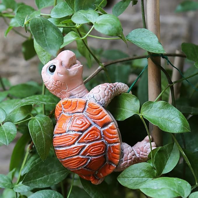 The Decorshed Hanging Resin Animal Flower Pot Hugger Planter Edge Decor Flower Pot Figurine Planter Pot Hanger Decoration Planter Hanging Ornaments For Garden, Yard, Balcony (Turtle)(Pack of 2),Red - Image 5