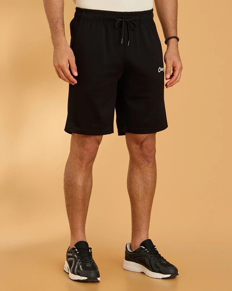 REDTAG Men Black Active Shorts