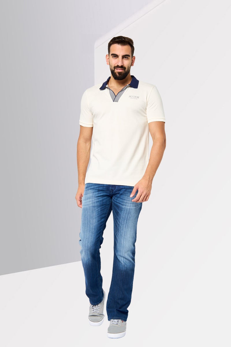 JOHN RICHMOND Men Regular Fit Brand Logo Short Sleeves Polo Shirt, Cream - Image 2