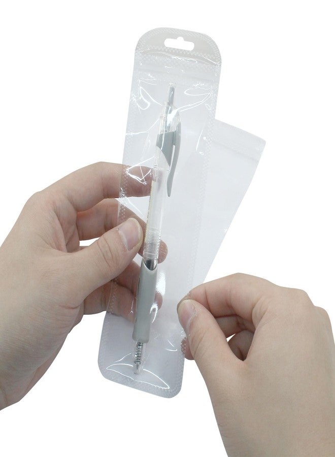 PHITUODA 100 Pcs Pen Packaging Bags Clear Self Sealing Bags Resealable Zipper Pouch Bags Zip Storage Lock Bags Plastic Hanging Bags for Packaging Pen Jewelry Cosmetic Food Gift, 7.28 × 2.36 Inches - Image 4