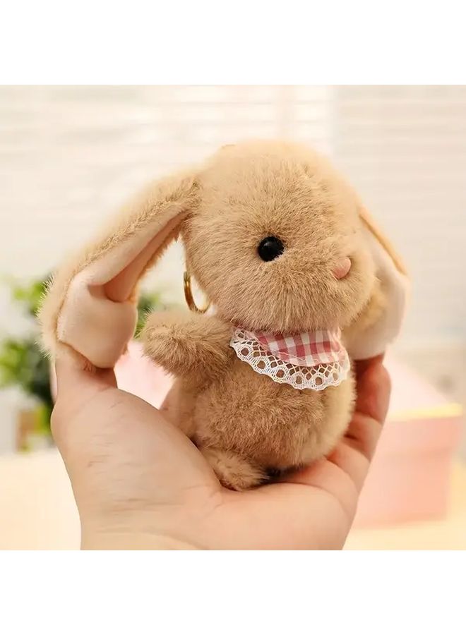 2pcs Soft Brown White Bunny Plush Stuffed Animals With Long Ears Bow Tie Collar - Image 4