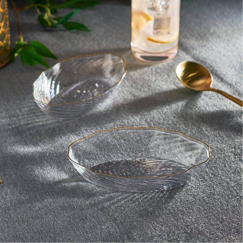 PLASTICPRO 30 Pack Elegant Plastic Plates 7 oz bowls Clear with Gold Rim Spiral Design Disposable Plastic Dinner Bowls - Image 4