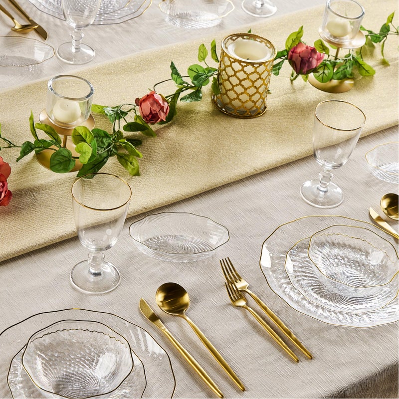 PLASTICPRO 30 Pack Elegant Plastic Plates 7 oz bowls Clear with Gold Rim Spiral Design Disposable Plastic Dinner Bowls - Image 3