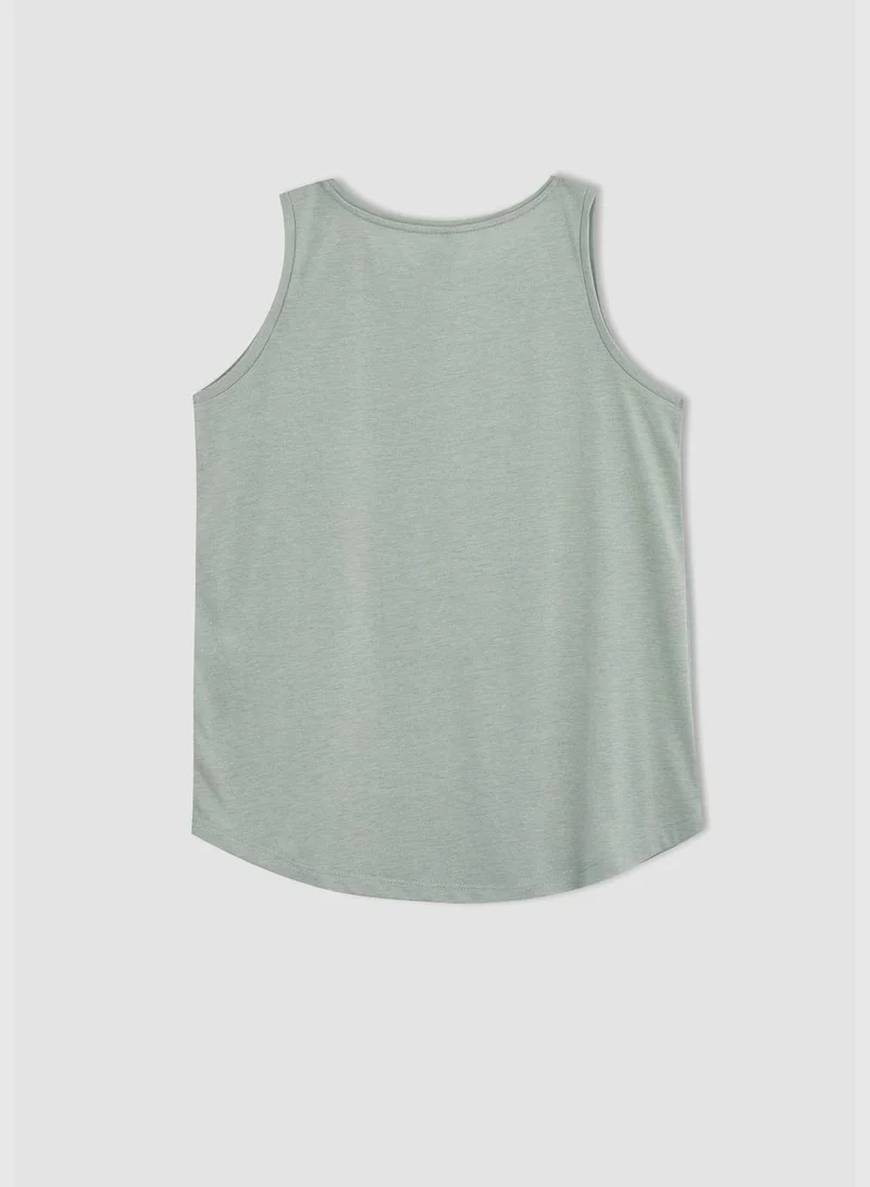 DeFacto Regular Fit Crew Neck Foil Slogan Printed Singlet