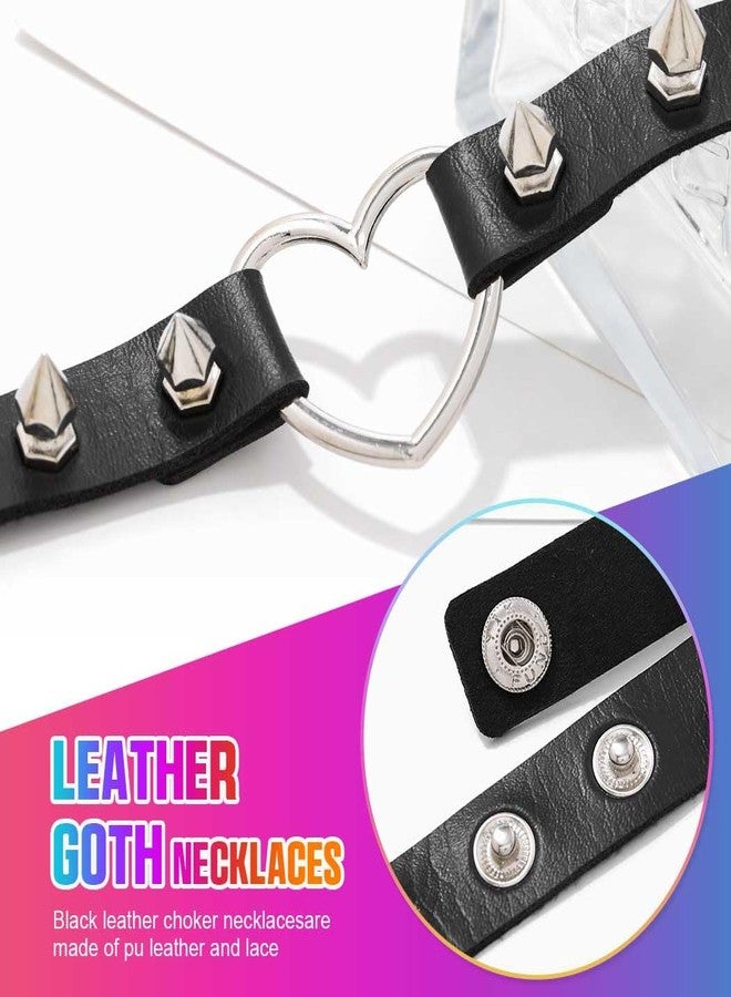 CLOACE Heart Leather Choker Punk PU Adjustable Necklace Goth Love Choker Collar Chain for Women (HeartA) - Image 5