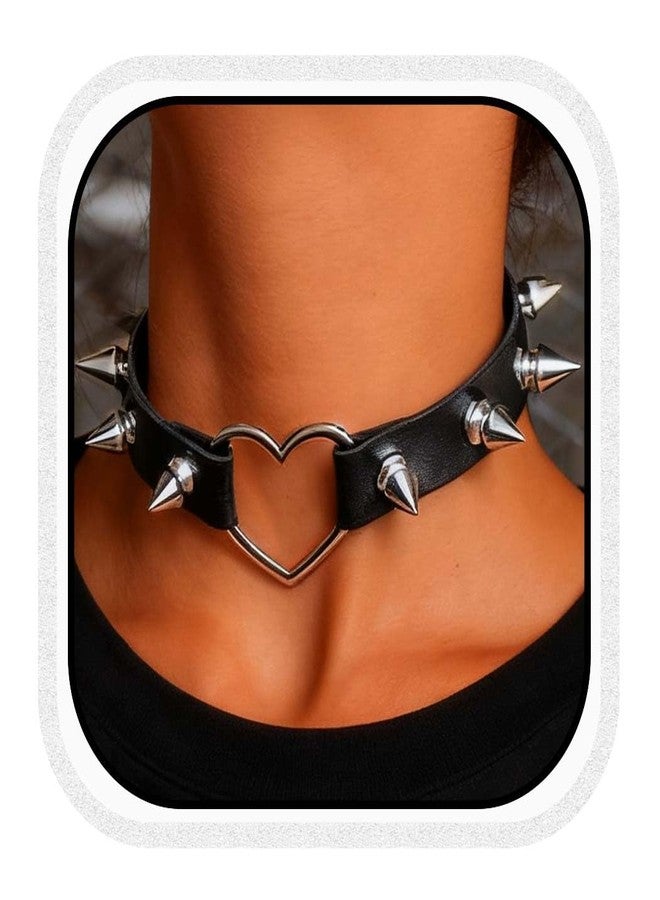 CLOACE Heart Leather Choker Punk PU Adjustable Necklace Goth Love Choker Collar Chain for Women (HeartA) - Image 1