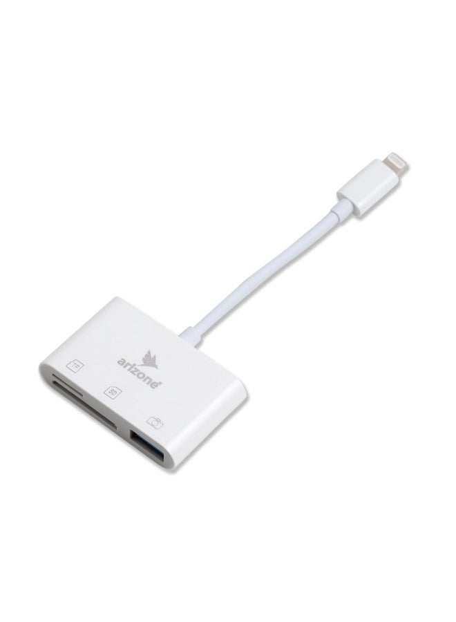 أريزون قارئ بطاقات الذاكرة أريزونا هب XL-5018 لأجهزة آيفون وآيباد – محول USB OTG 3 في 1 - Image 1